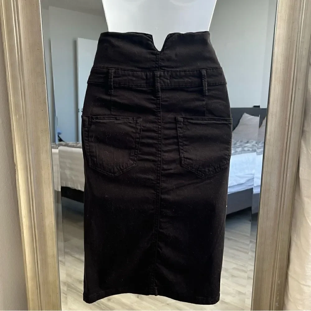 ZARA WOMAN Black High Waisted Pencil Skirt With Size S